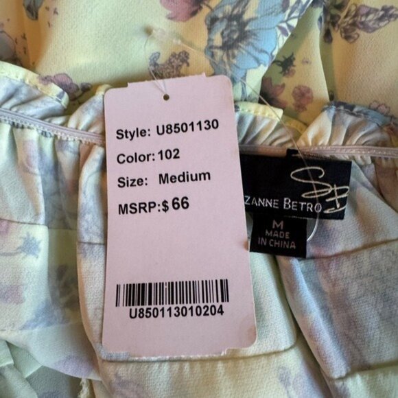 Suzanne Betro Floral Dress Medium Fairycore Whimsical Yellow Feminine Beachy - Picture 6 of 9